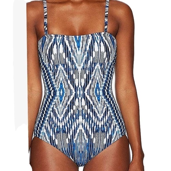 Profile by Gottex Bandeau One Piece Blue Multi Colored Swimsuit - Picture 4 of 16